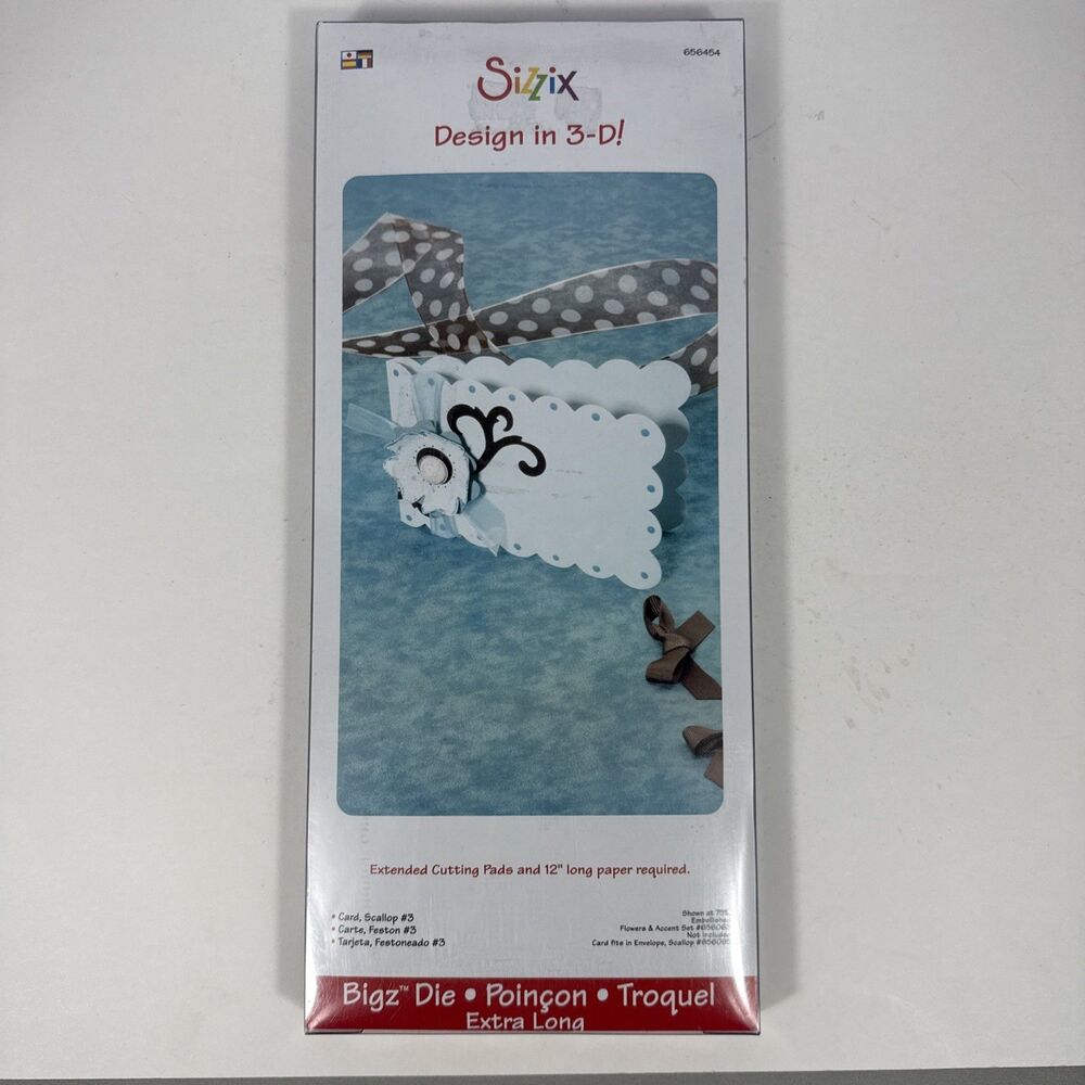 SIZZIX Design in 3D Bigz Die Extra Long Card Scallop #3 656454 NEW in Package